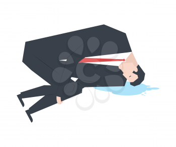Businessman is crying. boss and puddle of tears. Vector illustration