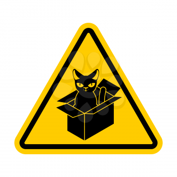 Attention cat in box. Forbidden home pet in box. Caution sign
