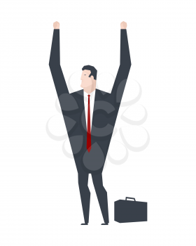 Businessman surrender hands up. Business life. Vector illustration. 
