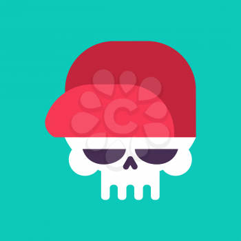 Skull in baseball cap isolated .Head of skeleton in hat