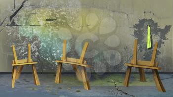 Digital painting of the Three easel