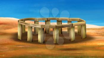 Digital painting of the Stonehenge, a prehistoric monument located in England. One of the wonders of the world.