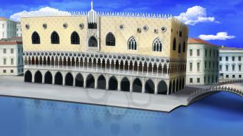 Digital painting of the Doge's Palace in Venice, Italy