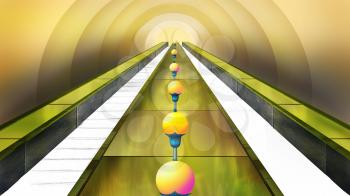 Digital painting of the Escalator in a subway.