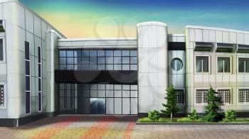 Digital painting of the office building