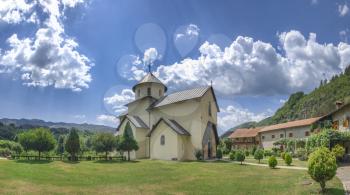 Kolasin, Montenegro - 07.16.2018.  Orthodox monastery Moraca. One of the most popular places to visit tourists  in Montenegro.