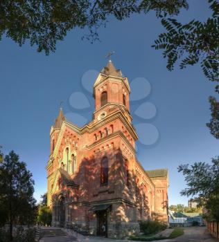 Nikolaev, Ukraine - 10.06.2018.  Catholic church of St. Joseph in Nikolaev, in a sunny day