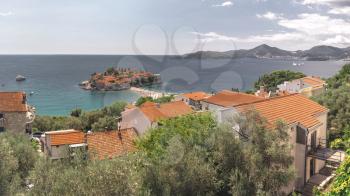 Sveti Stefan island in Montenegro, luxury hotel on the Adriatic sea