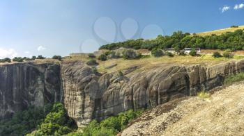 Panoramic view of the road to Varlaam Monastery in Meteora in Greece