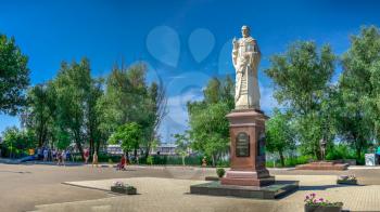Vilkovo, Ukraine - 06.23.2019. Monument to St Nicholas the Wonderworker in the village of Vilkovo, Ukraine.