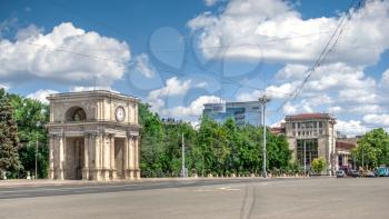 Chisinau, Moldova – 06.28.2019. Stefan cel Mare Boulevard in the center of Chisinau, capital of Moldova, on a sunny summer day