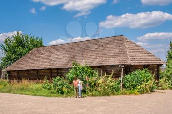 Zaporozhye, Ukraine 07.20.2020. Open air museum interior of the National Reserve Khortytsia in Zaporozhye, Ukraine, on a sunny summer day