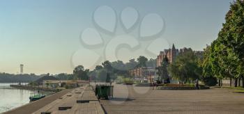 Dnipro, Ukraine 07.18.2020. Dnipro city embankment in Ukraine on a sunny summer morning