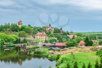 Buki, Ukraine 06.20.2020. Landscape Park and recreational complex in Buki village, Ukraine, on a cloudy summer day