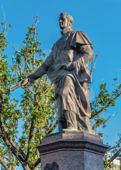 Berdyansk, Ukraine 07.23.2020. Monument to Count Vorontsov in Berdyansk city, Ukraine, on a summer morning