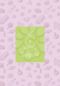 SPA doodle hand drawn pattern. Massage, wellness and spa Seamless vector background. Seamless pattern can be used for wallpaper, pattern fills, web page background, surface textures.