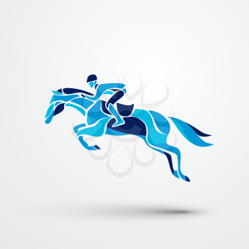 Horse race. Equestrian sport. Silhouette of racing horse with jockey on isolated background. Horse and rider. Racing horse and jockey silhouette. Derby. Eps 10