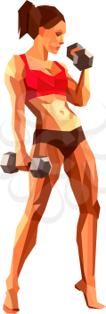 FITNESS. Polygonal female athlete, bodybuilder or personal trainer in a gym. Muscular woman. 