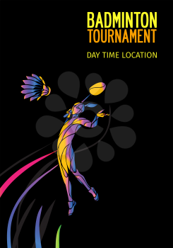 Badminton sport invitation poster or flyer background with abstract player and empty space, banner template