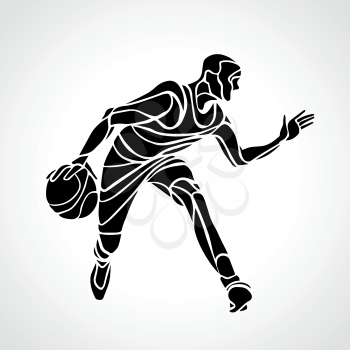 Basketball player abstract silhouette. Crossover dribble. Eps 8 