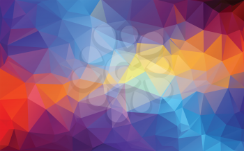 Shades of blue and orange abstract polygonal geometric background - low poly. Vector illustration