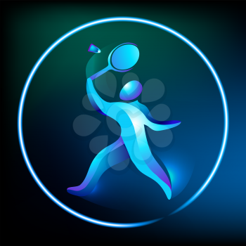Badminton logo. Logo for the game in badminton sports. Abstract professional badminton player. Silhouette of a badminton player, vector illustration