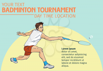 Badminton sport invitation poster or flyer background with empty space, banner template. Vector illustration