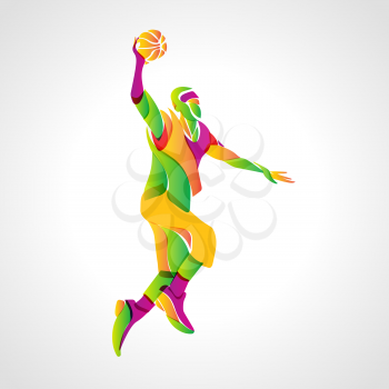 Colorful basketball player abstract silhouette. Eps 10