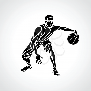 Basketball player abstract silhouette. Crossover dribble. Eps 8 