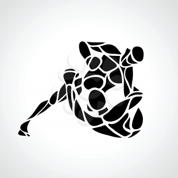 Fighters of martial mixed arts. Sport club emblem. Vector illustration of mixfight combat