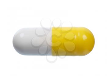 One pill isolated on white background