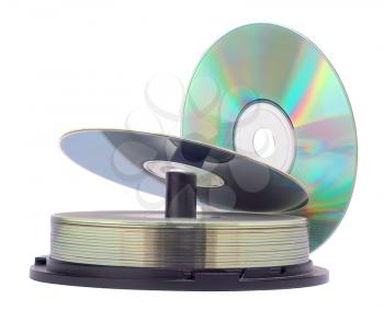 Stack of cd and dvd disks  isolated on a white background