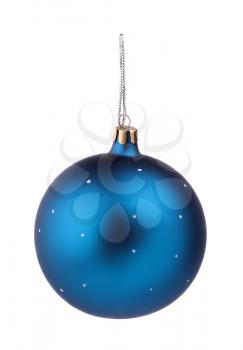Blue matt christmas ball isolated on white background