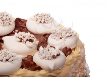 Meringue cake isolated on white background