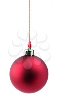 Red matt christmas ball isolated on white background