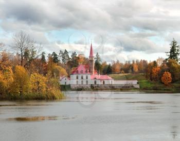Autumn view of Priory Palace (was built in 1799,Gatchina, St.Petersburg, Russia)