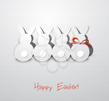 Vector illustration Easter card with paper bunny. EPS 10