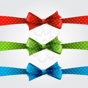 Vector illustration Red polka dot bow and ribbon. EPS 10