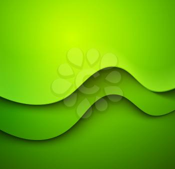 Abstract colorful green vector template waved background. 