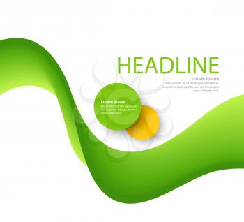 Abstract green wavy lines.  Colorful vector green wave background. For brochure, website design