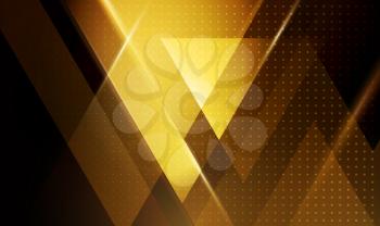 Vector color abstract geometric banner with gold triangle shapes.