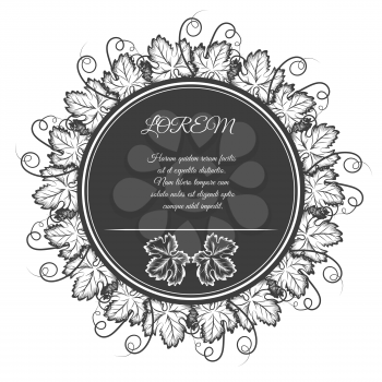 Circle banner with grape leaves wreath vector