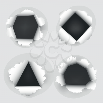 Paper sheet with holes icon. Torn paper with four holes. Vector illustration
