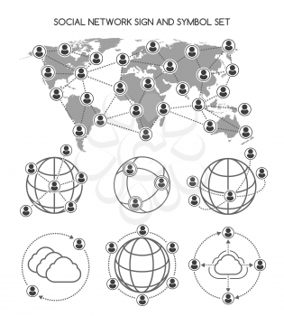Social icons. Social network signs or people network symbols. Vector illustration