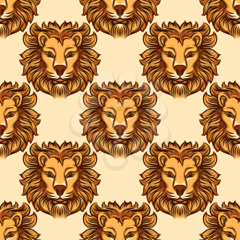 Seamless pattern with color wild animal lion vector