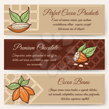 Chocolate and cocoa packaging or banner templates vector