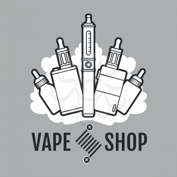 Vape label. Electronic cigarette for vape or e-cigarette design element