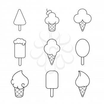 Line ice cream set icons vector illustration on white background