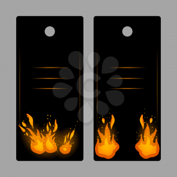 Vertical banners-tags with fire flame vector illustration