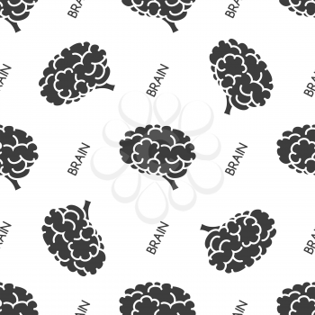 Seamless pattern with brain on white background. Vector illustration